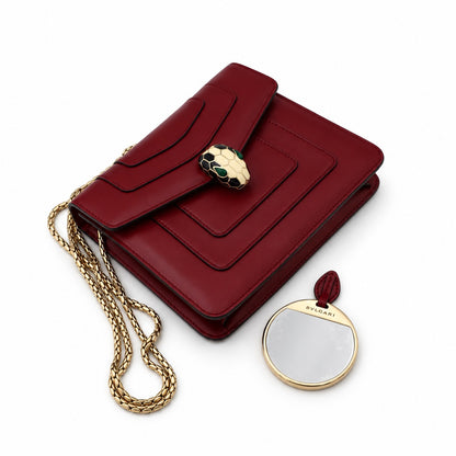Bvlgari Leather Serpenti Forever Shoulder Bag Burgundy