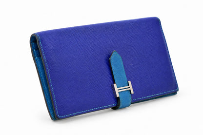Hermès Epsom Bicolor Bearn Wallet Bleu Electrique Mykonos