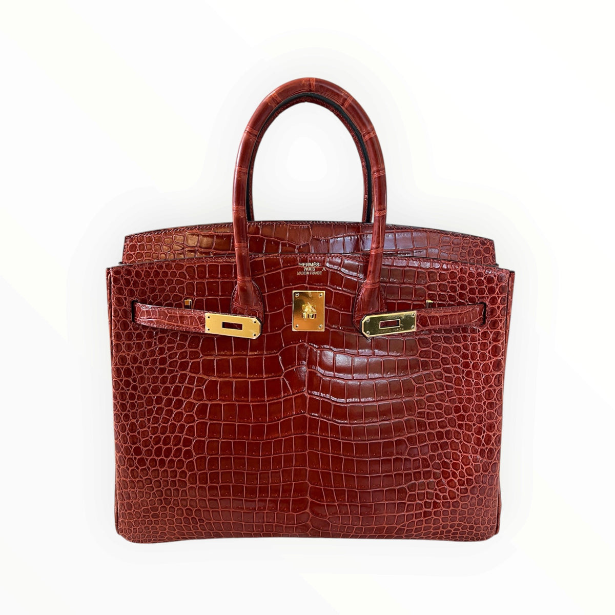 Hermès Birkin 35 Red Shiny Porosus Crocodile GHW