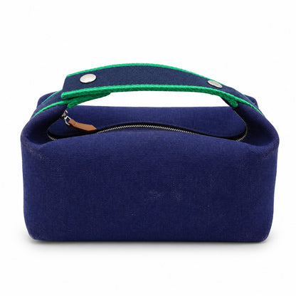 Hermès Canvas Bride-a-Brac PM Case Navy Multicolor PHW