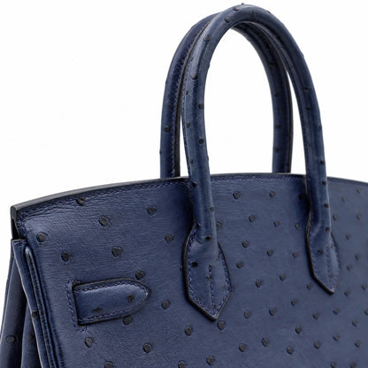 Hermès Birkin 30 Ostrich Bag Navy with Palladium Hardware