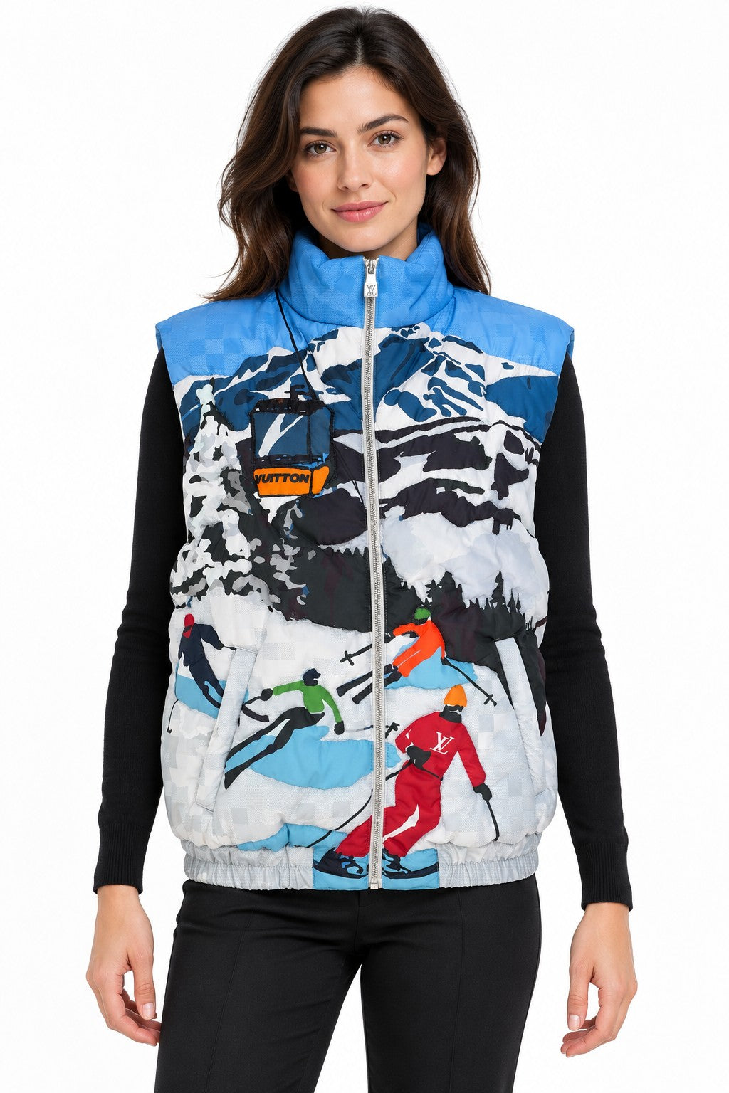 Louis Vuitton SS25 Ski Blue Mountain Print Cotton Vest