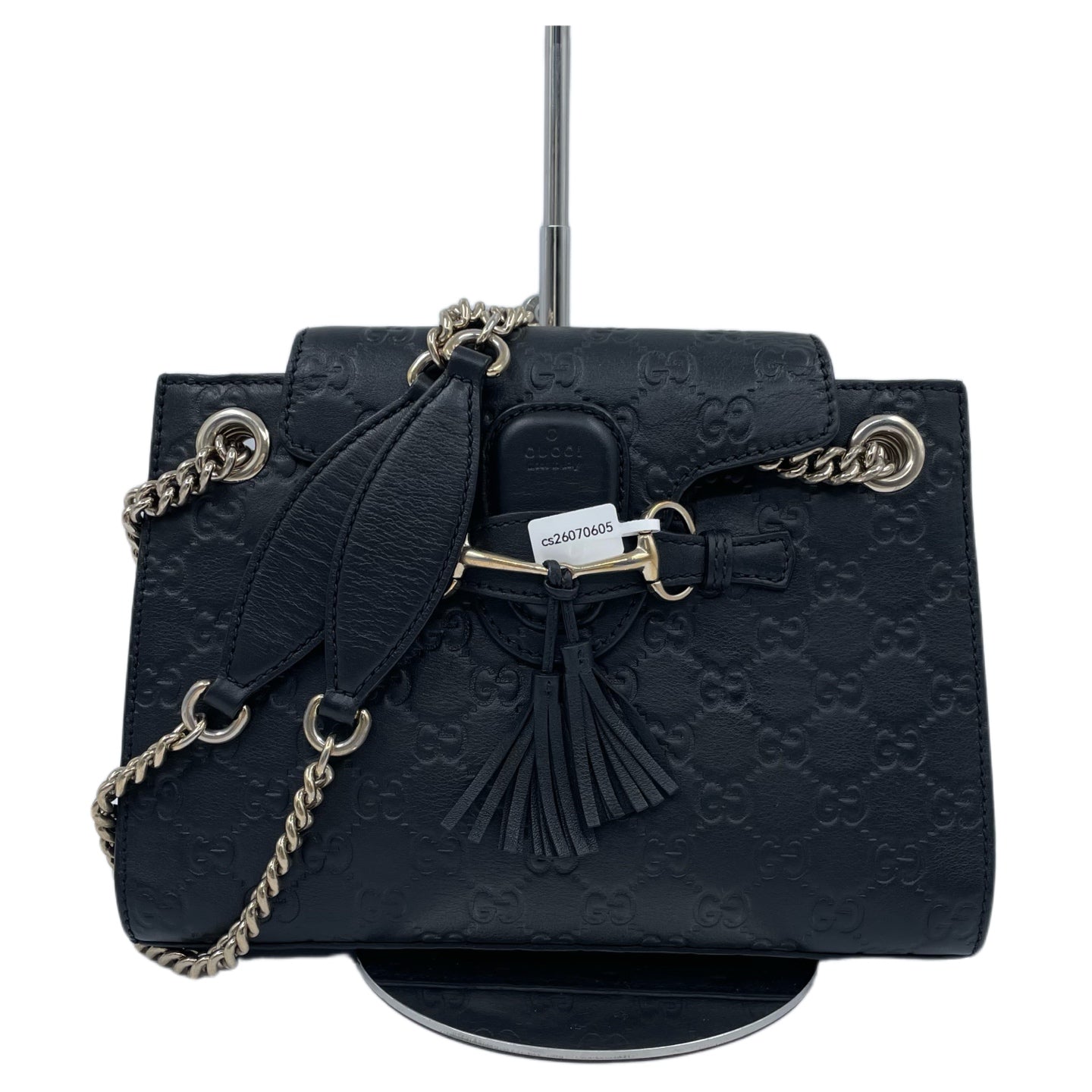 GUCCI Guccissima Leather Small Emily Chain Shoulder Bag Black