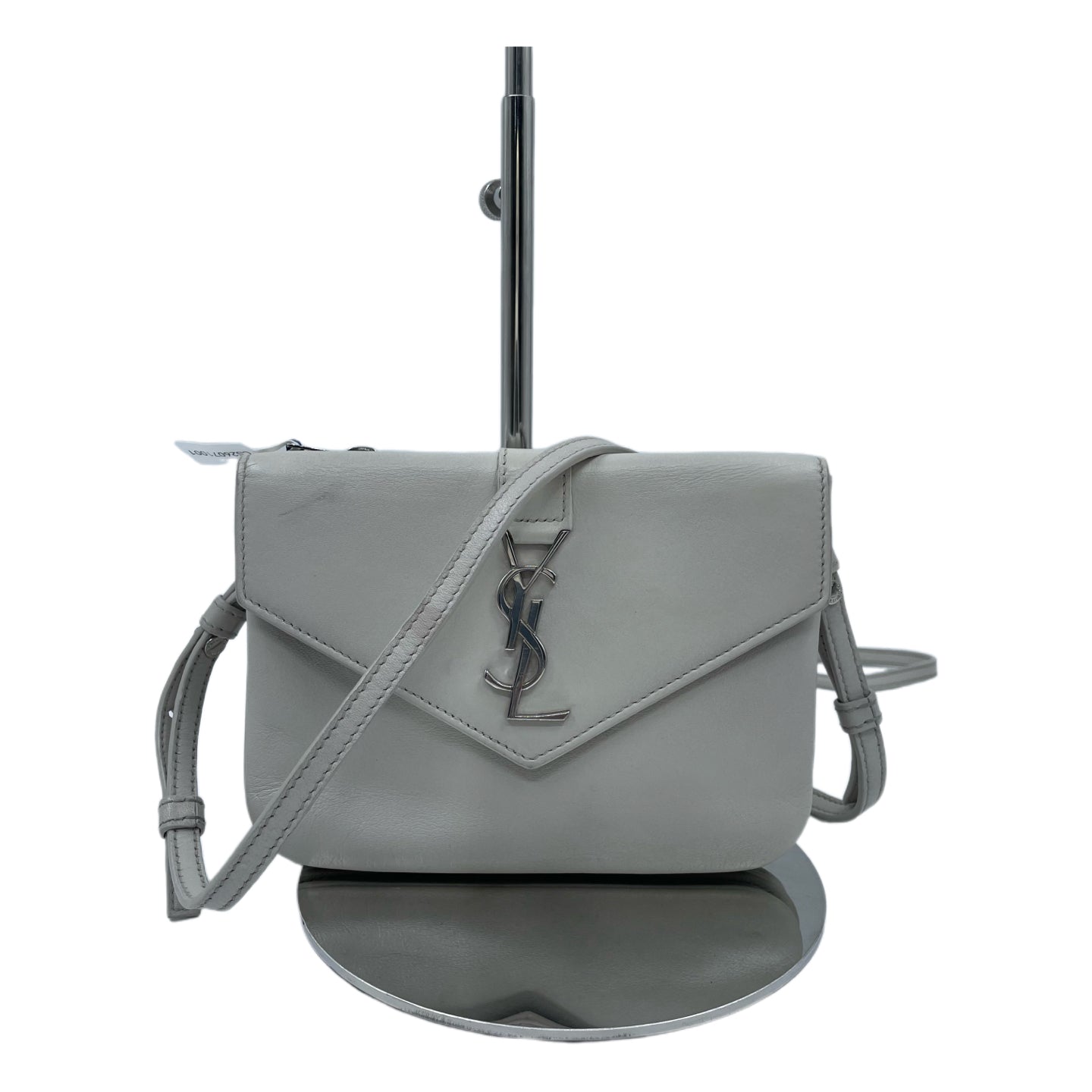 SAINT LAURENT Calfskin Toy Loulou Strap Bag Grey SHW