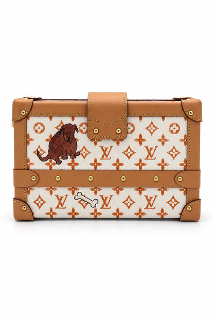 Louis Vuitton Monogram Canvas Kabuki Petite Malle Trunk Bag White Orange GHW