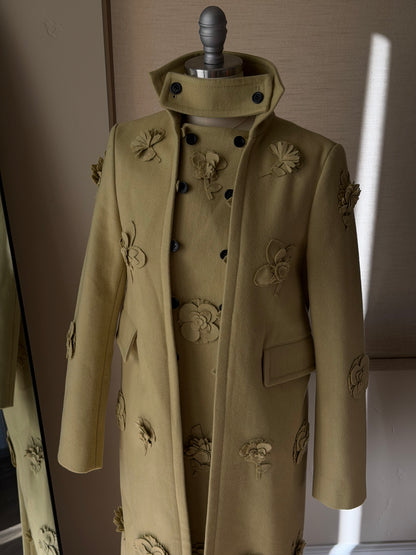 Valentino Limited Edition Avocado Floral Wool Coat