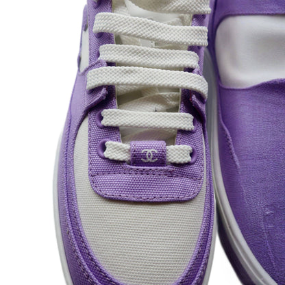 Chanel Cotton Sneakers 39 Purple White