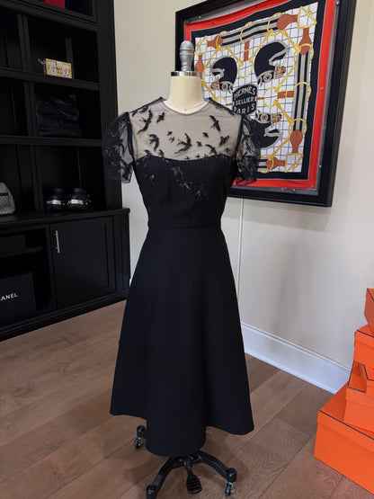 Valentino Black Sequin Embroidered Lace Dress