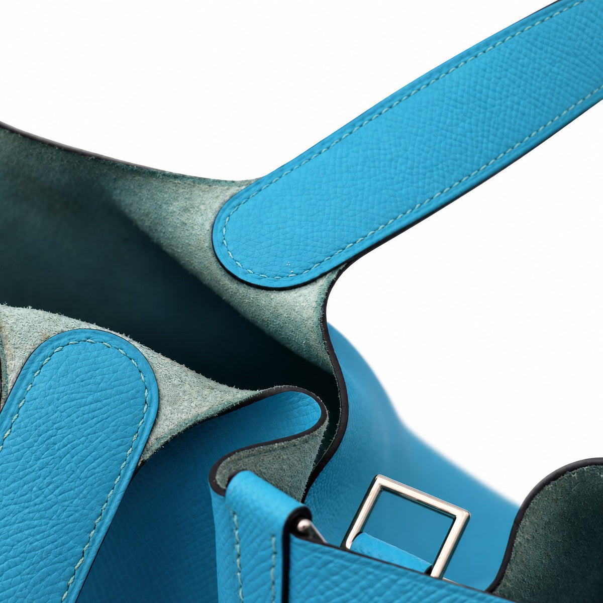 Hermès Leather Tressage de Cuir Picotin Lock 22 Bag Blue SHW