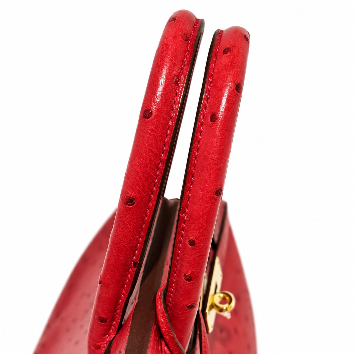 Hermès Birkin 30 Ostrich Leather, Rouge Vif, Gold Hardware, A Stamp