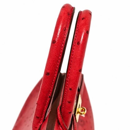 Hermès Birkin 30 Ostrich Leather, Rouge Vif, Gold Hardware, A Stamp