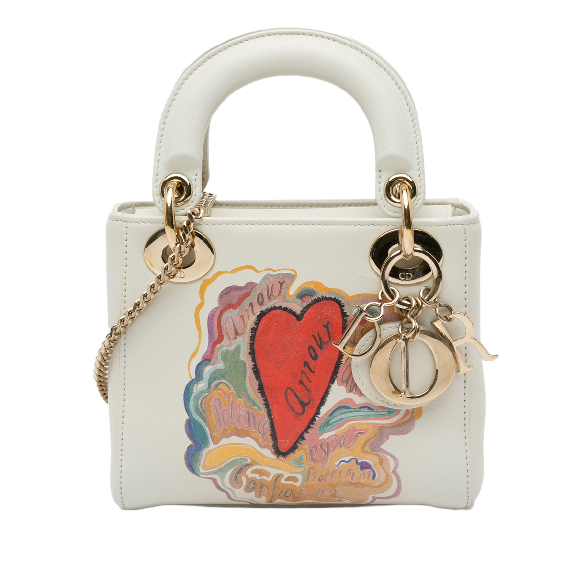 Dior Niki De Saint Phalle Mini Calfskin Dioramour Lady Dior White
