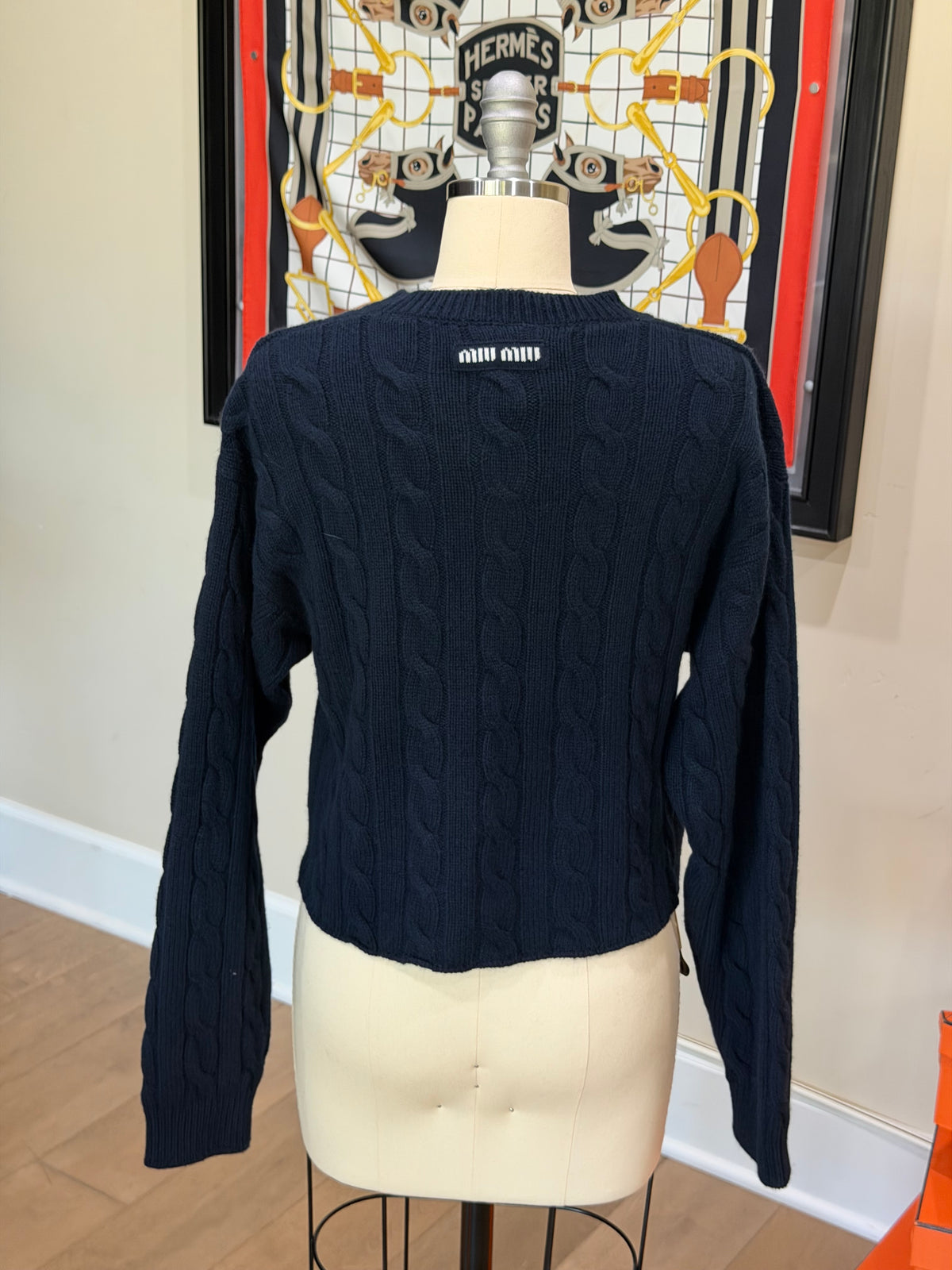 Miu Miu Midnight Blue Jacquard Wool Knit Sweater