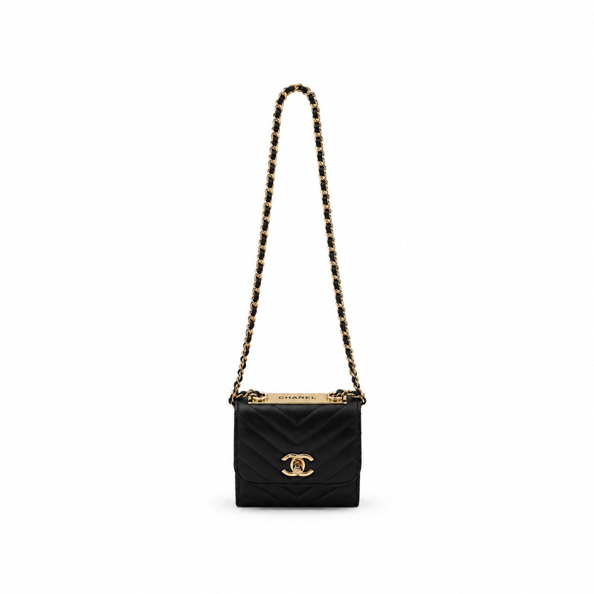 Chanel Trendy CC Clutch with Chain Chevron Lambskin Small