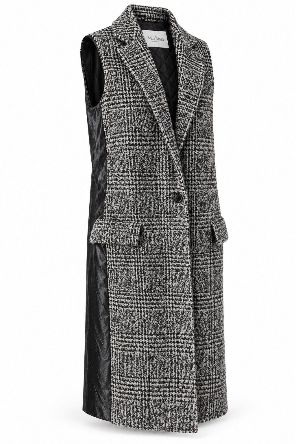 Max Mara Black & White Sleeveless Long Coat