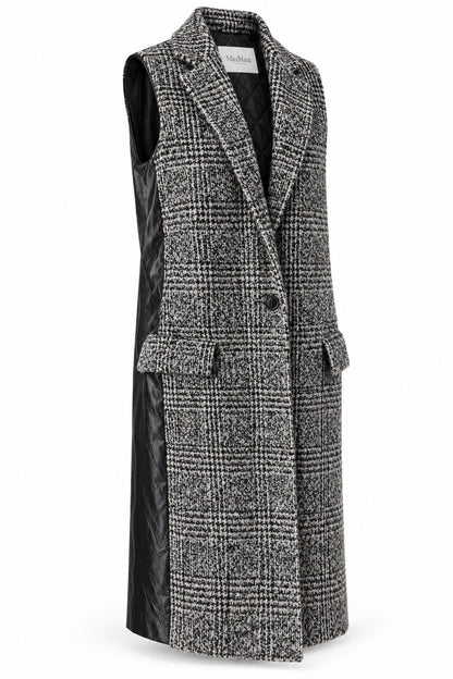Max Mara Black & White Sleeveless Long Coat