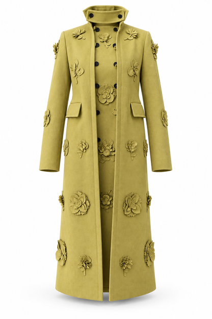 Valentino Limited Edition Avocado Floral Wool Coat