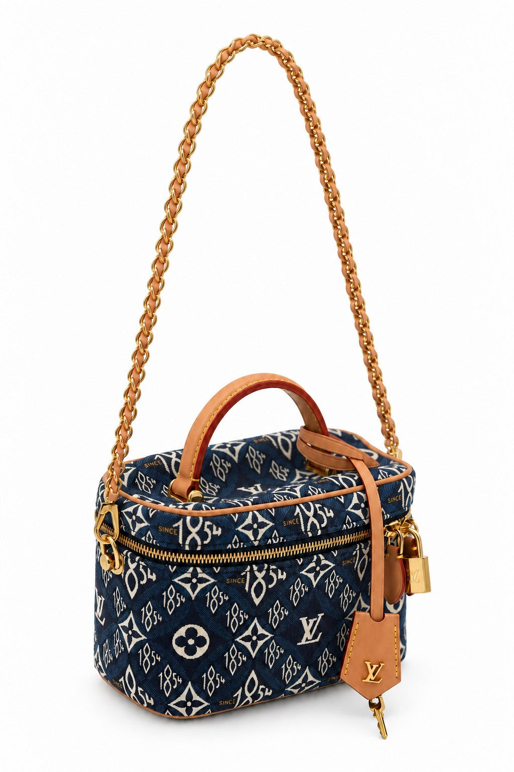 Louis Vuitton Monogram Denim Vanity Top Handle Bag Blue