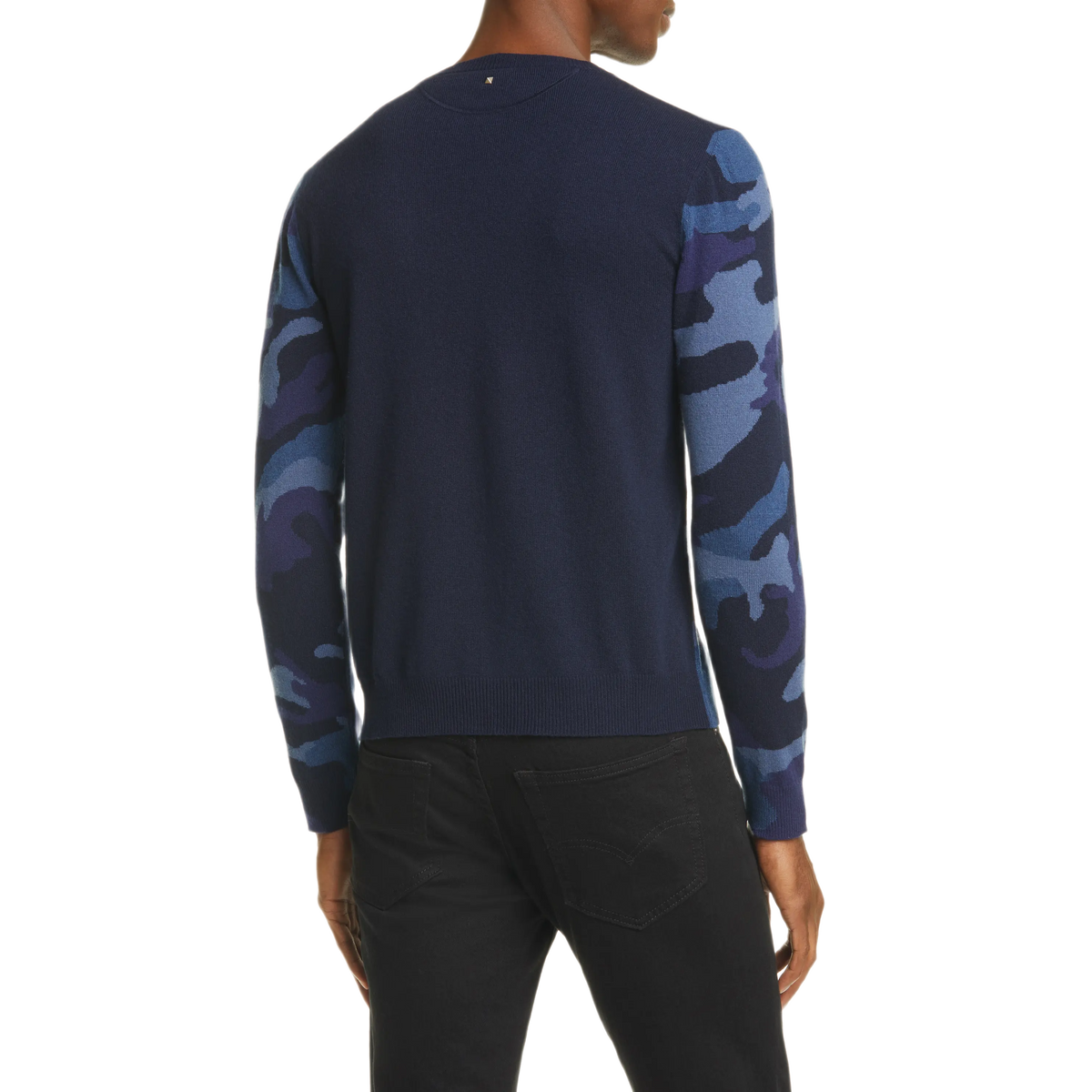 Valentino Navy Camo Jacquard Cashmere Sweater