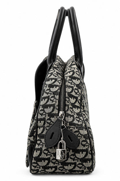 Dior Diorissimo Canvas Frame Satchel Navy Beige SHW