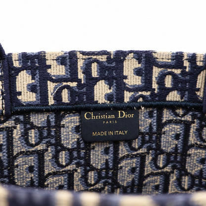 Dior Oblique Canvas Large Book Tote Bag Navy Beige