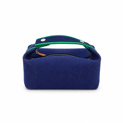 Hermès Canvas Bride-a-Brac PM Case Navy Multicolor PHW