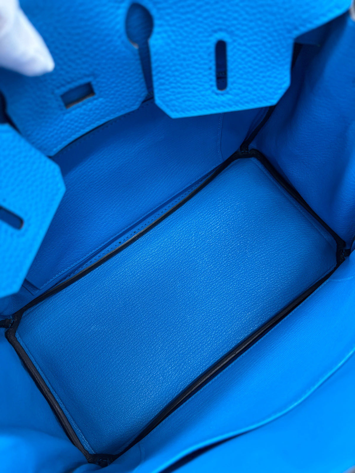 Hermès 25 Birkin Zanzibar Blue Palladium Hardware stamp Y