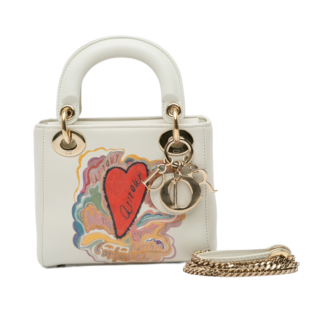 Dior Niki De Saint Phalle Mini Calfskin Dioramour Lady Dior White