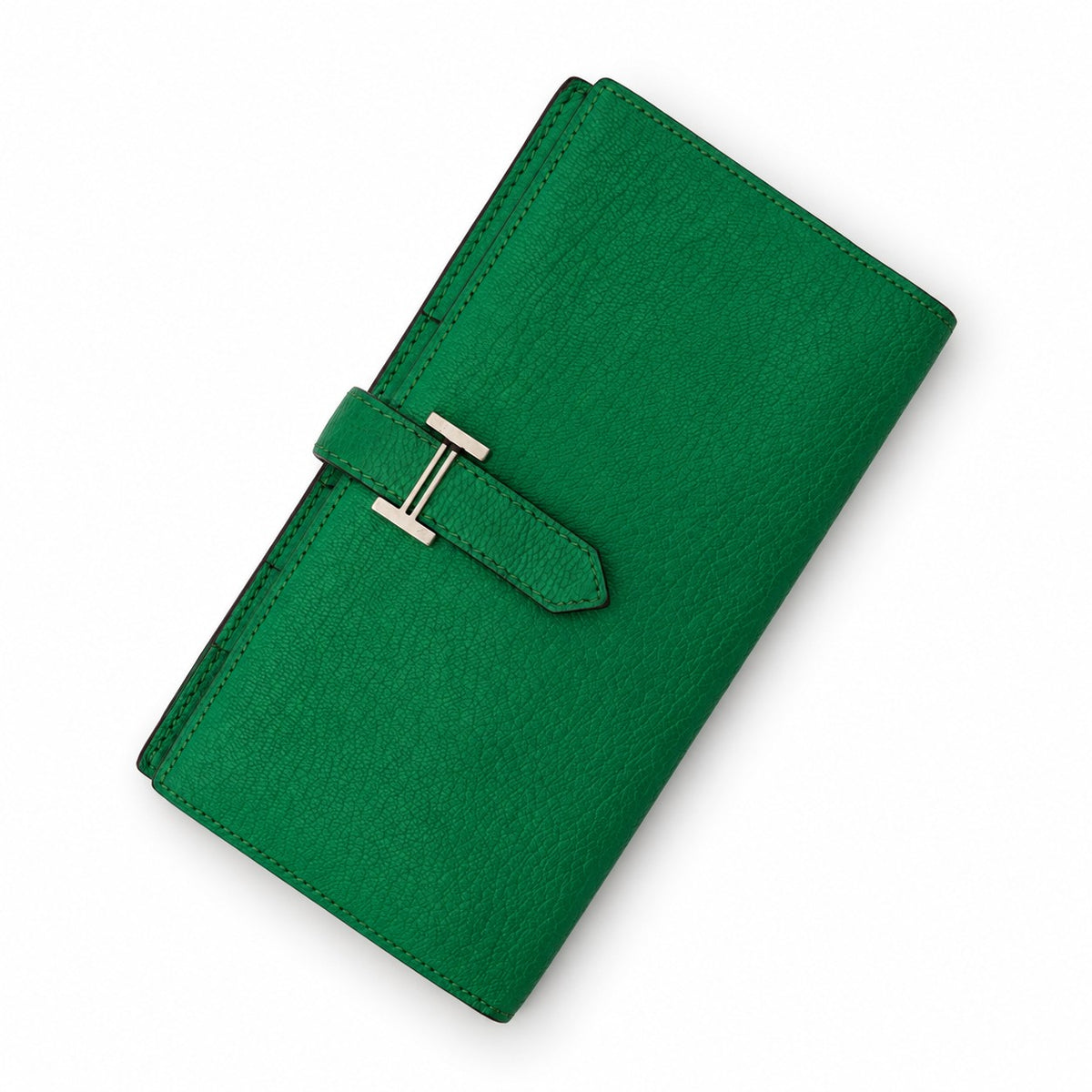 Hermès Leather Béarn Wallet Green SHW