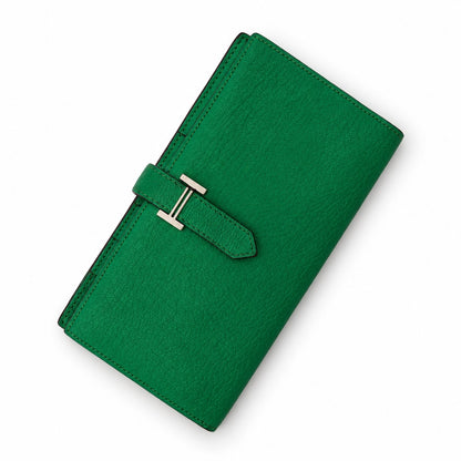 Hermès Leather Béarn Wallet Green SHW
