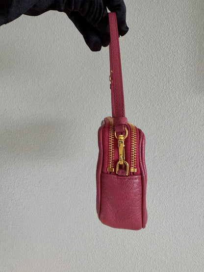 Miu Miu Red Madras Leather Bandoliera Pochette Bag