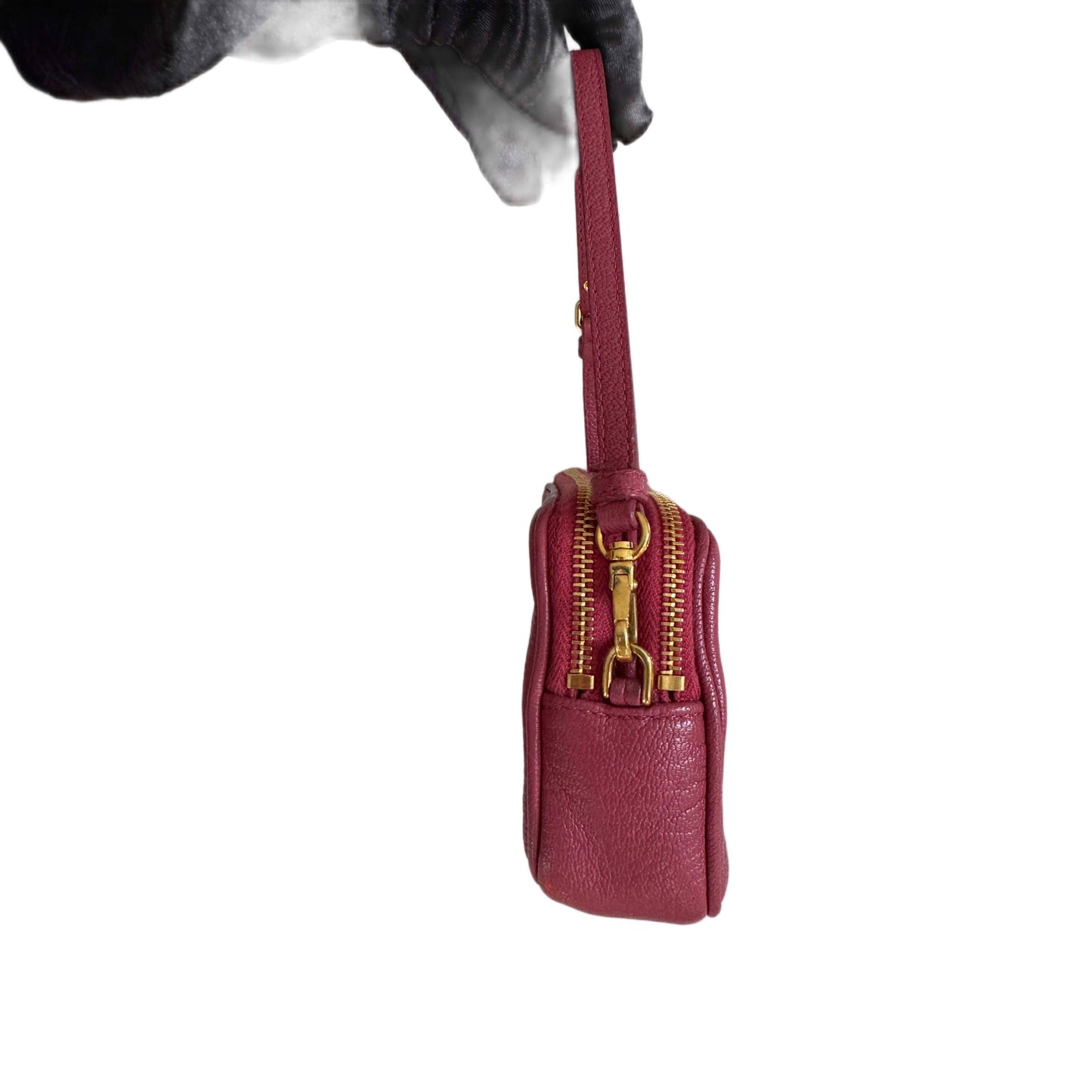 MIU MIU Red Madras Leather Bandoliera Pochette Bag