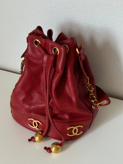 Chanel Large Triple CC Caviar Bucket Bag