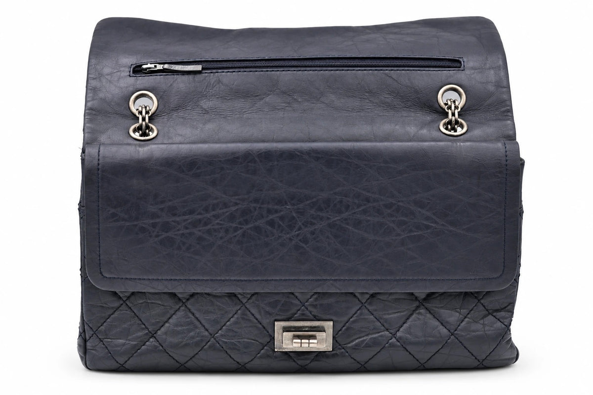 Chanel Quilted Leather Reissue 227 Double Flap Navy SHW