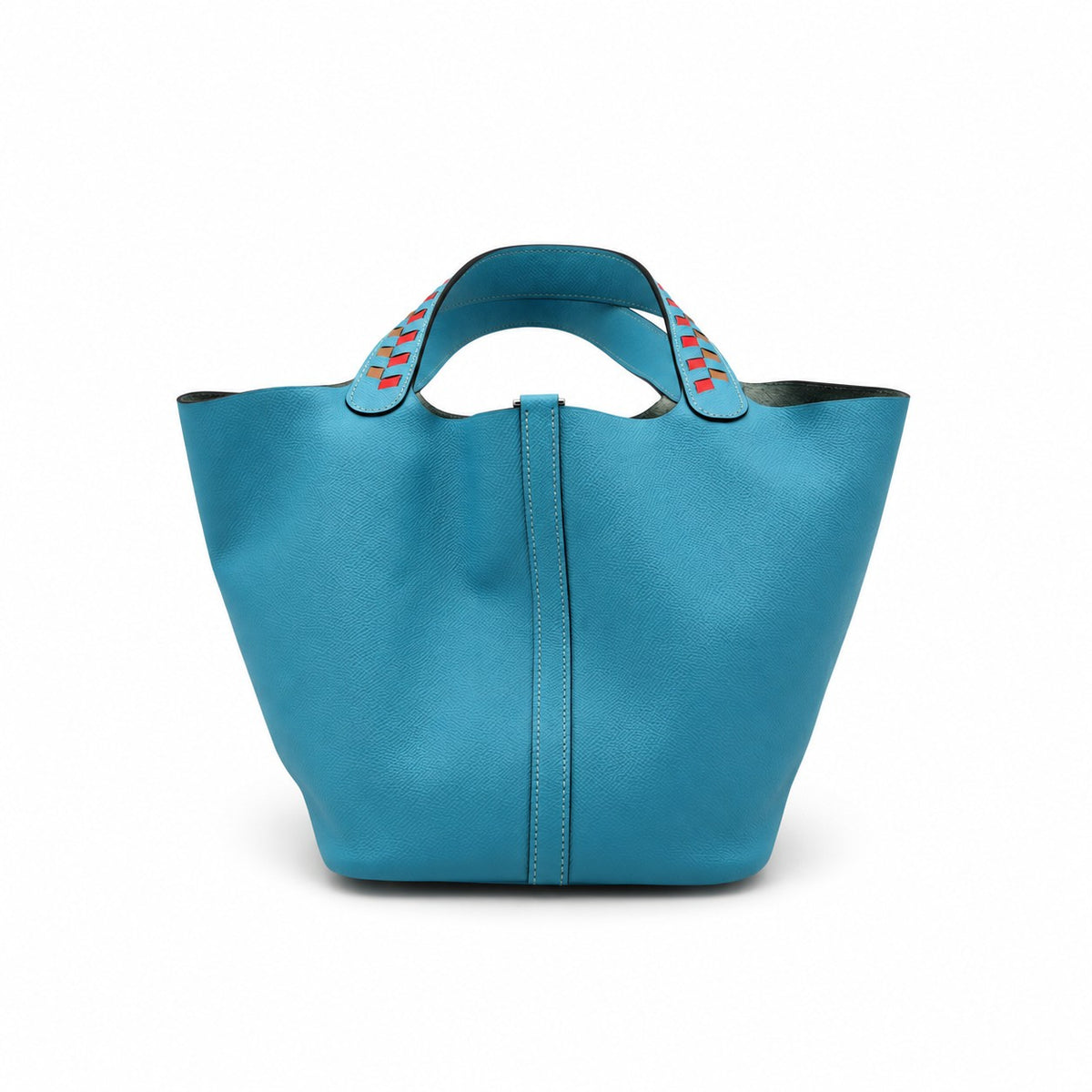Hermès Leather Tressage de Cuir Picotin Lock 22 Bag Blue SHW