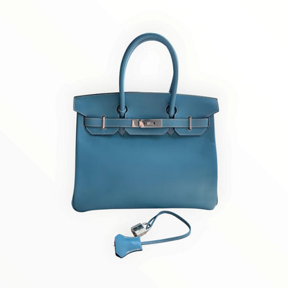 Hermès Birkin 30 Epsom Leather, Blue Jean, Silver Hardware, H Stamp