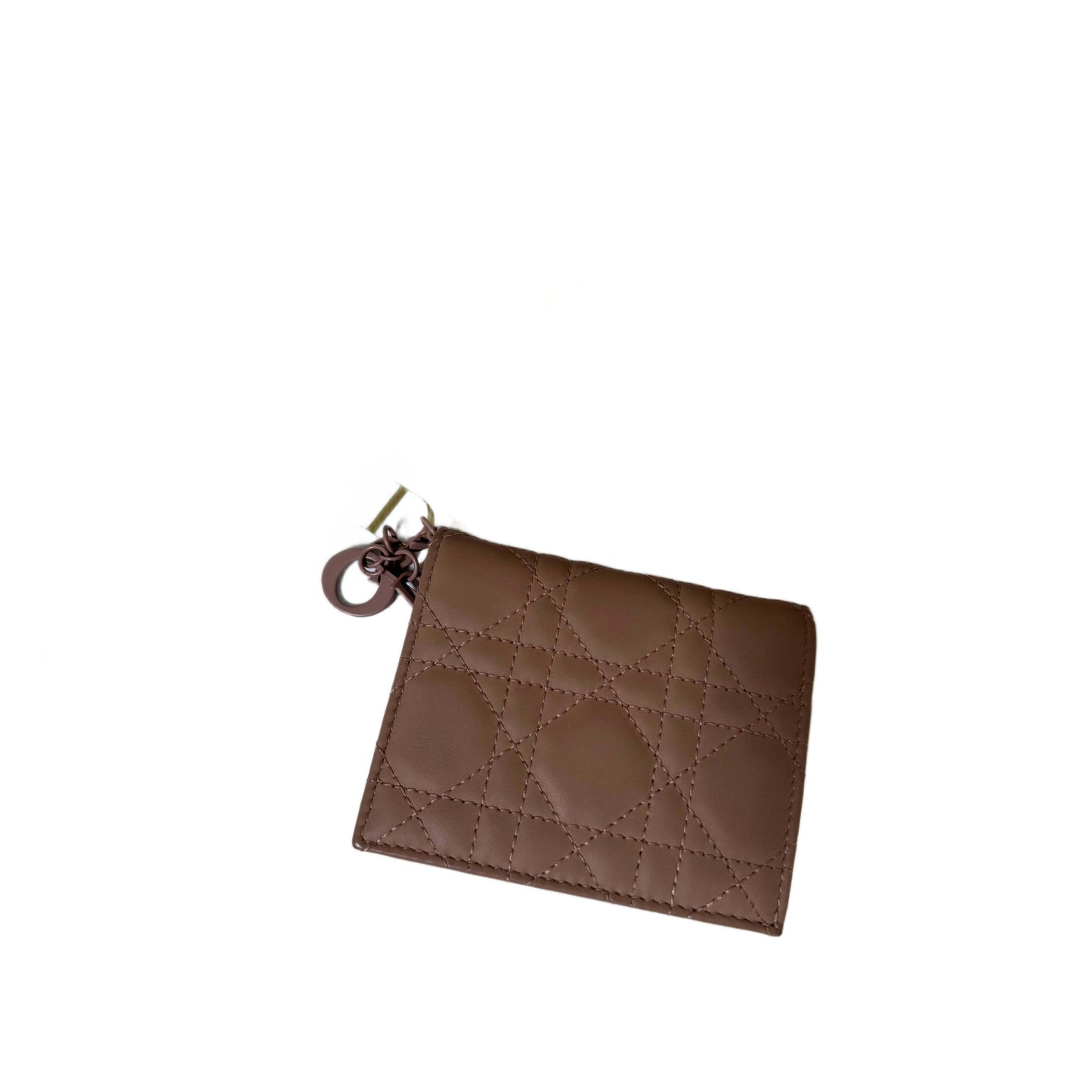 DIOR Beige Ultramatte Cannage Leather Mini Lady Dior Wallet
