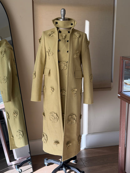 Valentino Limited Edition Avocado Floral Wool Coat