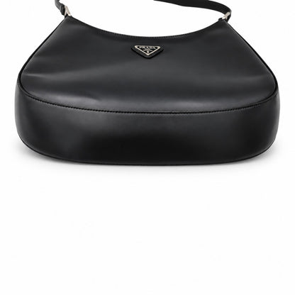 Prada Cleo Brushed Leather Shoulder Bag Black
