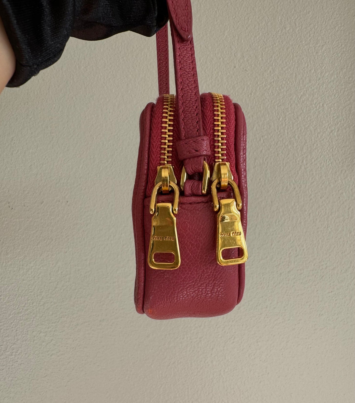 Miu Miu Red Madras Leather Bandoliera Pochette Bag