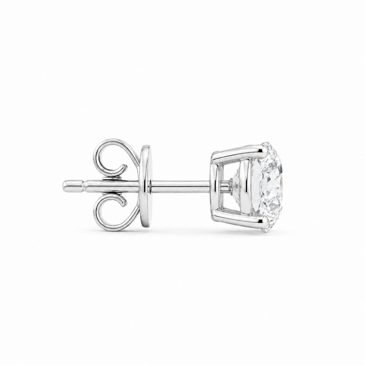 JANARY Round Brilliant 2-Carat Diamond Stud Earrings in 18K White Gold
