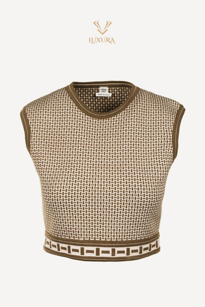 Hermès Mosaique Sleeveless Cropped Sweater