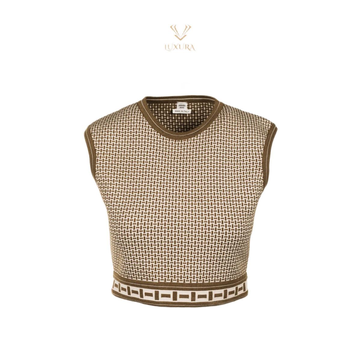 Hermès Mosaique Sleeveless Cropped Sweater