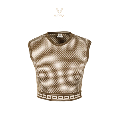 Hermès Mosaique Sleeveless Cropped Sweater