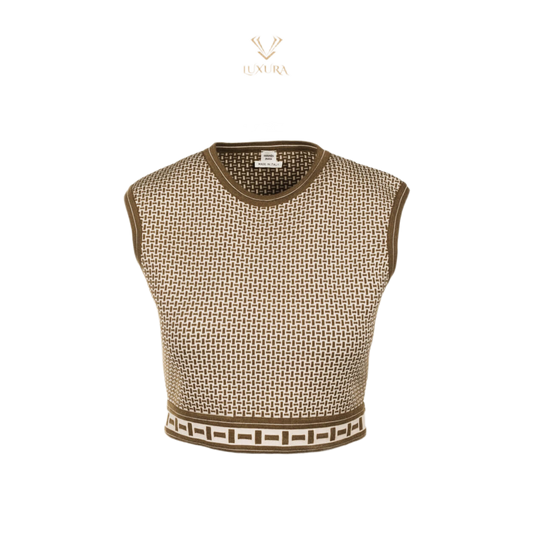 Hermès Mosaique Sleeveless Cropped Sweater