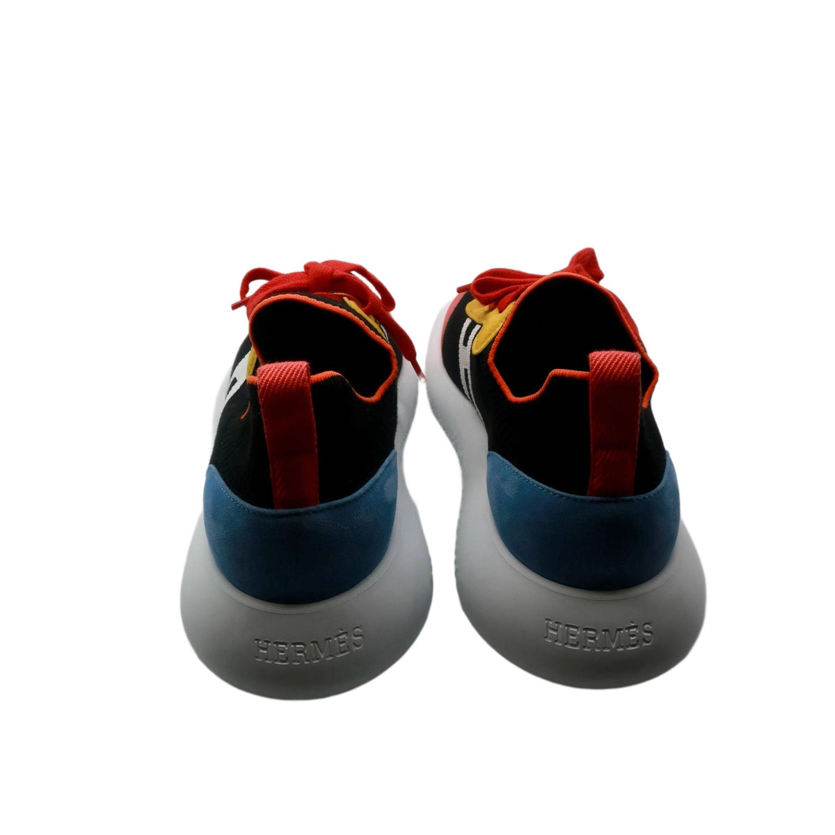 Hermes Knit Suede Goatskin Women's Crew Sneakers 38 Multicolor