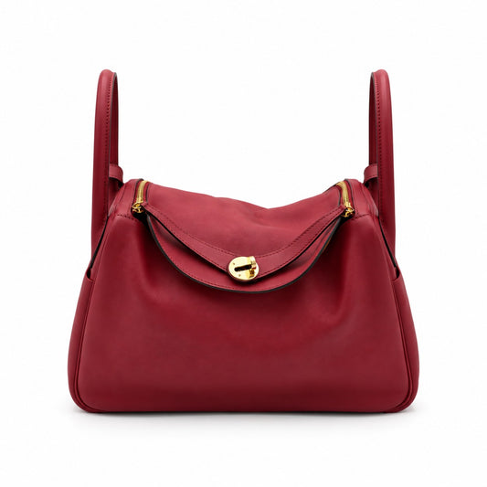 Hermès Leather Lindy 30 Bag Burgundy SHW
