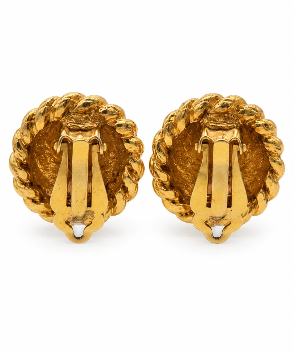 Chanel Gold-Tone Round Logo Clip Earrings