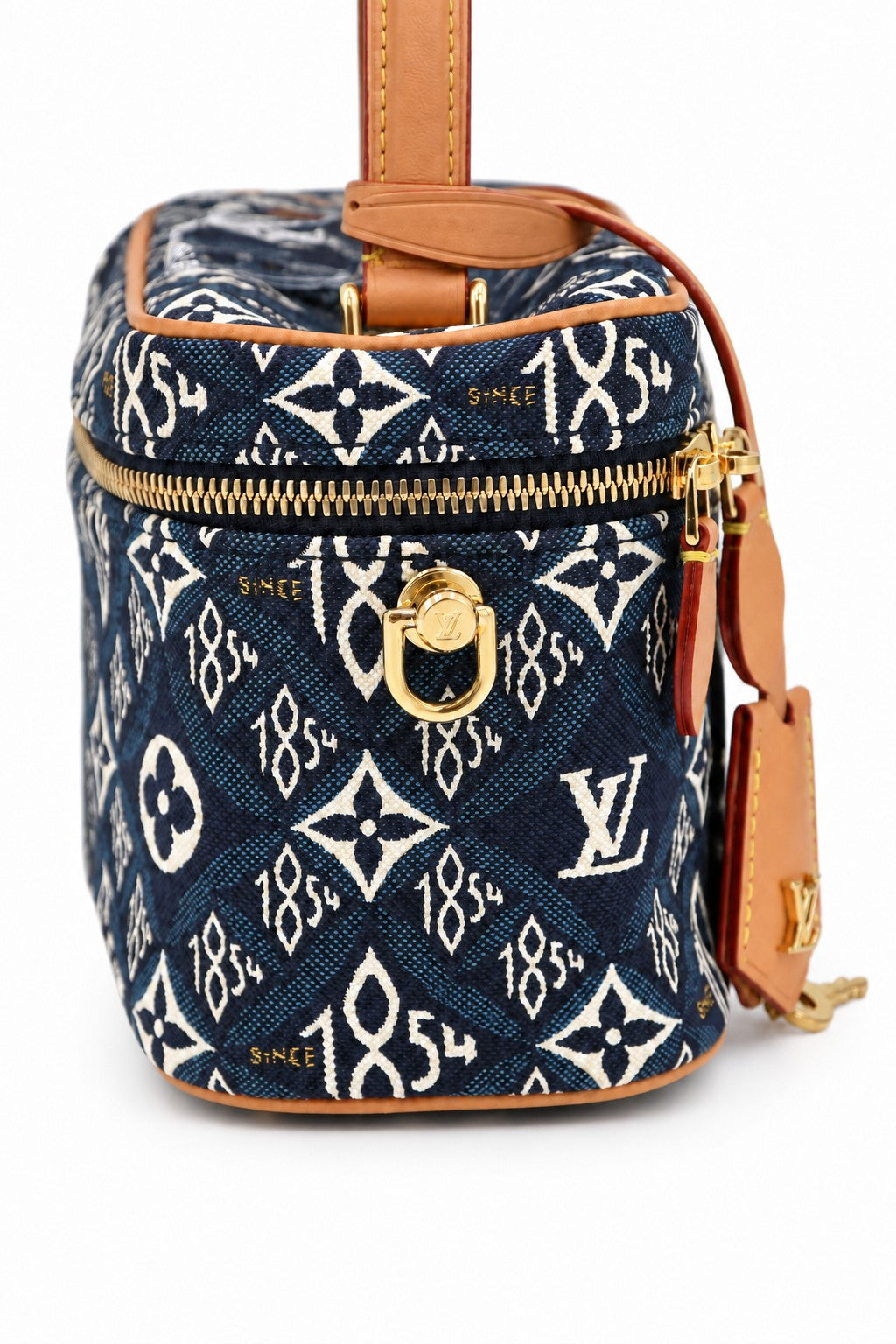 Louis Vuitton Monogram Denim Vanity Top Handle Bag Blue