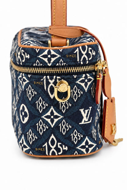 Louis Vuitton Monogram Denim Vanity Top Handle Bag Blue